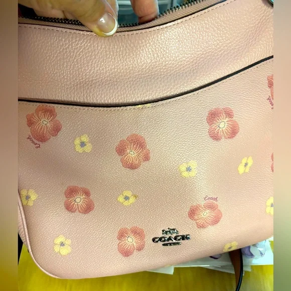 COACH PINK FLOWER HOBO PURSE - Picture 1 of 12